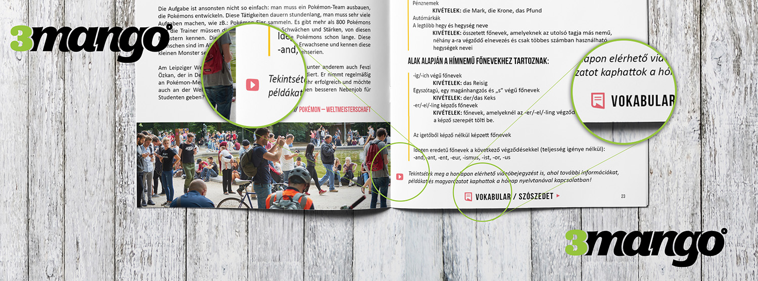 Német nyelvi magazin kiadványszerkesztés, grafikai tervezés, tördelés - 3 Mangó